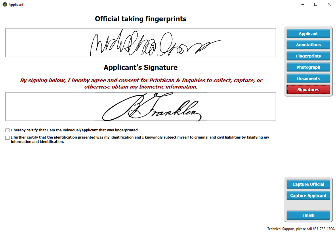 Officer and Applicant Signature